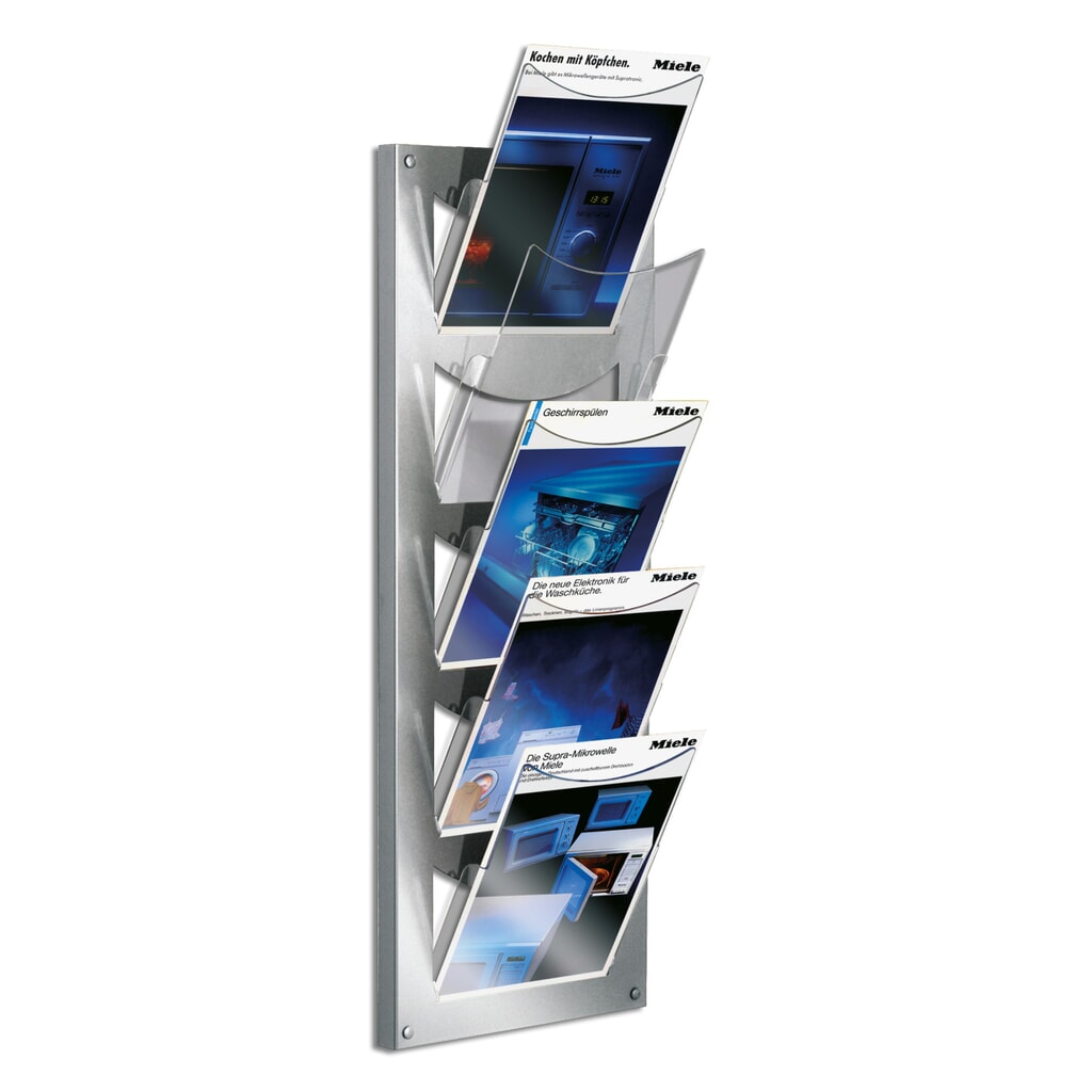 Produktabbildung: Design-Wandhalter, 5 transparente Fächer