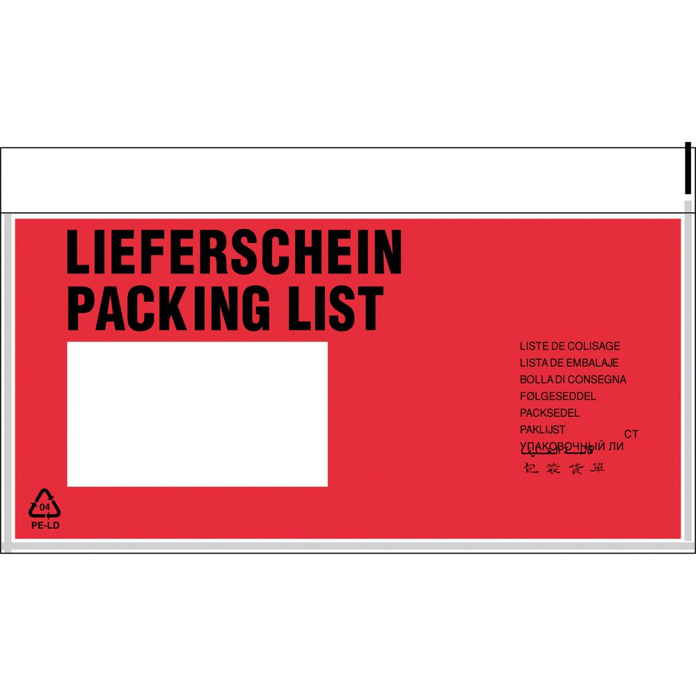 Produktabbildung: Dokumententaschen 'Lieferschein', LxB 240 x 110 mm, DIN lang, 1.000 Stk/VE