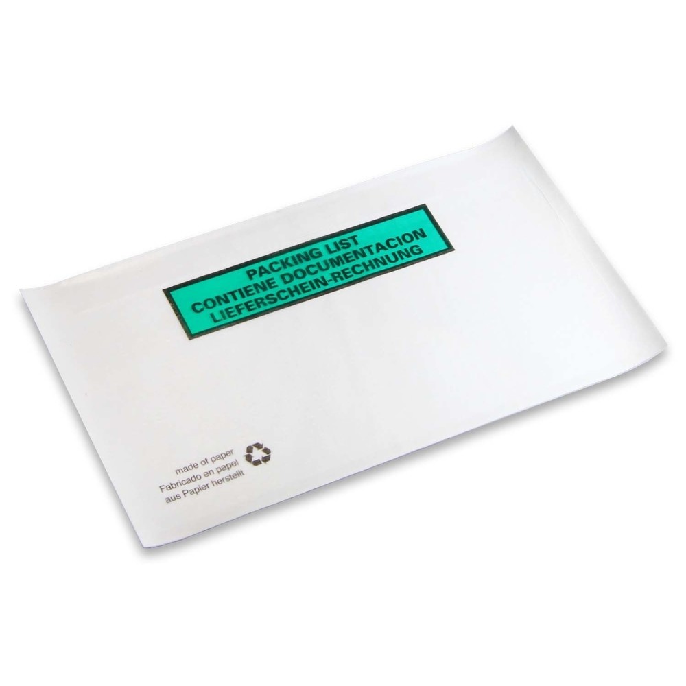 Produktabbildung: Dokumententaschen, weiß, DIN-Lang, 240 x130mm, mit Druck Liefersch./Rechnung, 1 VE = 1000 Stk