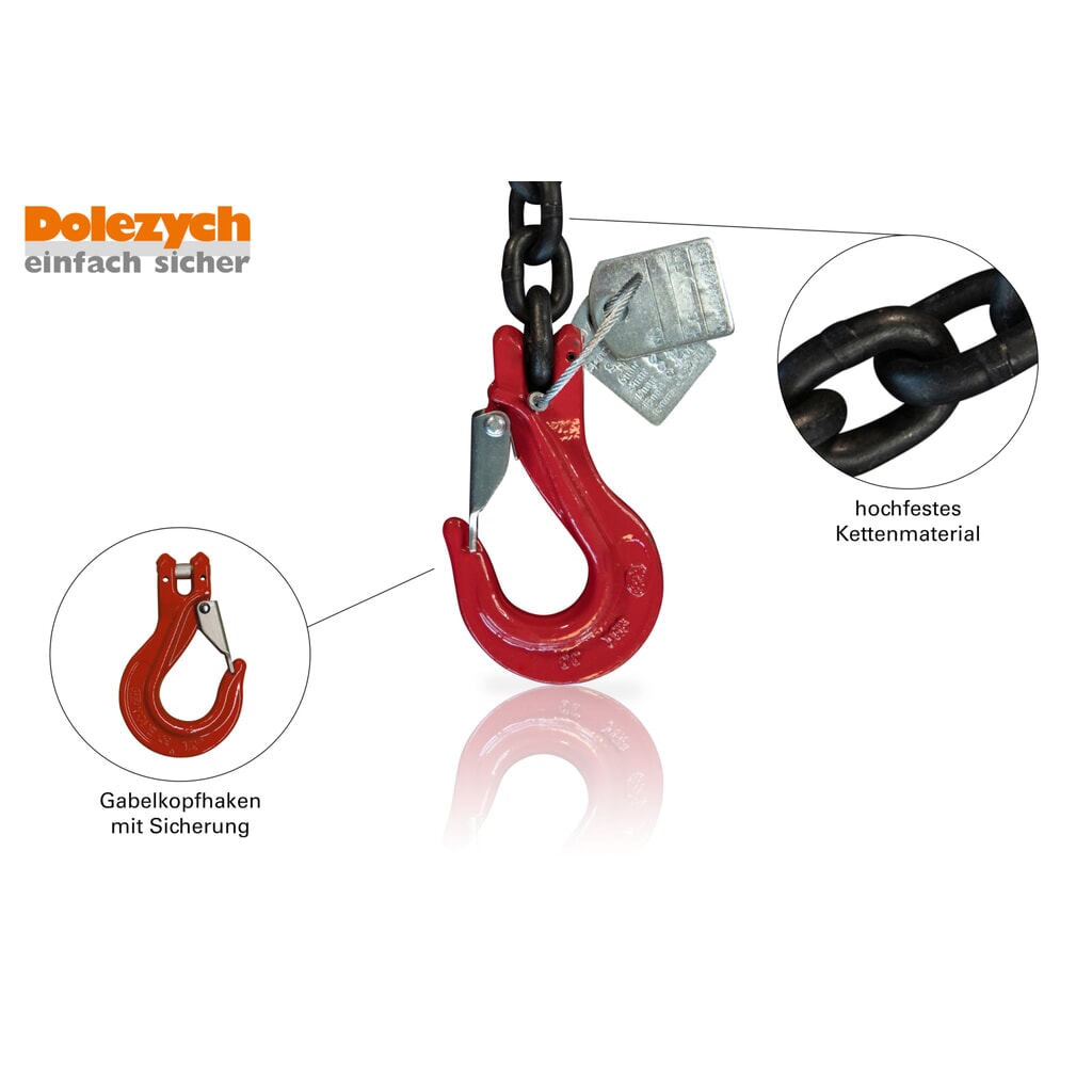 Produktabbildung Nr. 2: Dolezych Spann-Zurrkette, 2-teilig, Gabelkopfhaken beidseitig, 4.000 daN, Länge 3 m