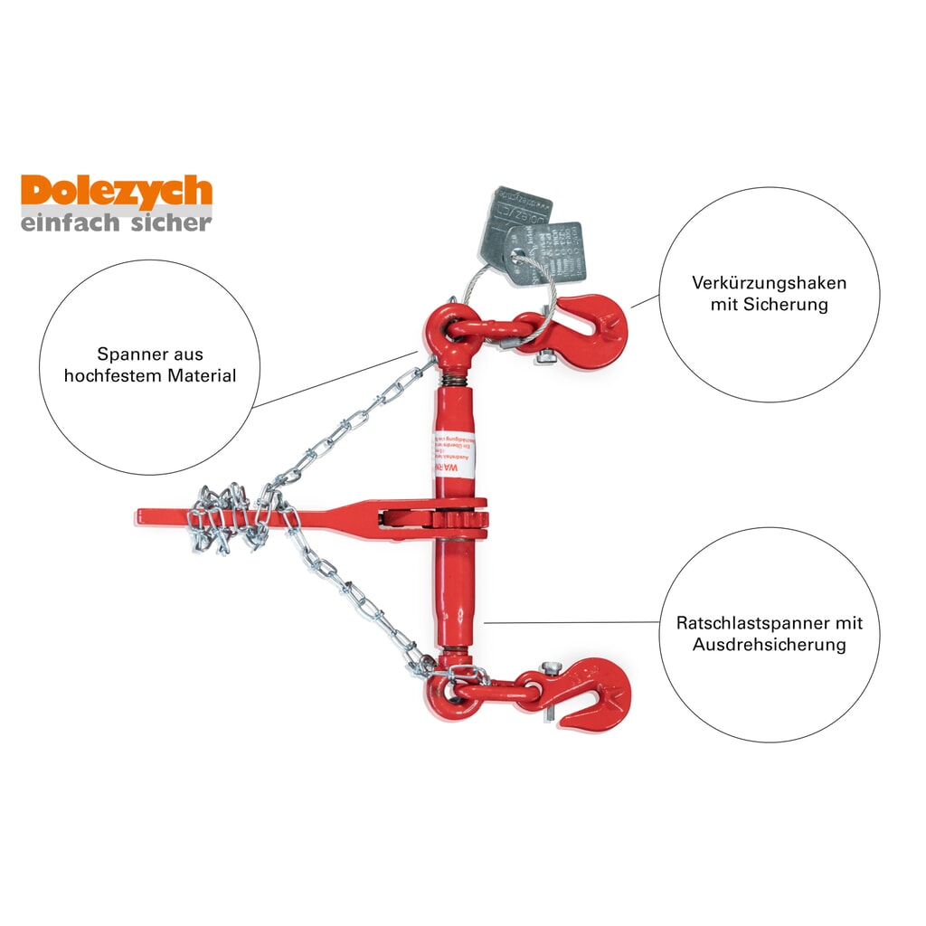 Produktabbildung Nr. 3: Dolezych Spann-Zurrkette, 2-teilig, Gabelkopfhaken beidseitig, 4.000 daN, Länge 3 m