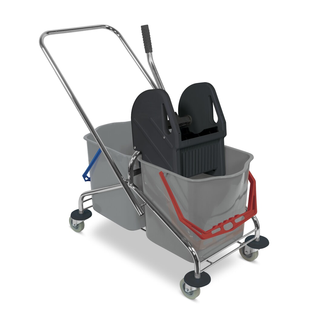Produktabbildung: Doppelfahreimer Sprintus, Chrom, Eimer 2x 27 Liter