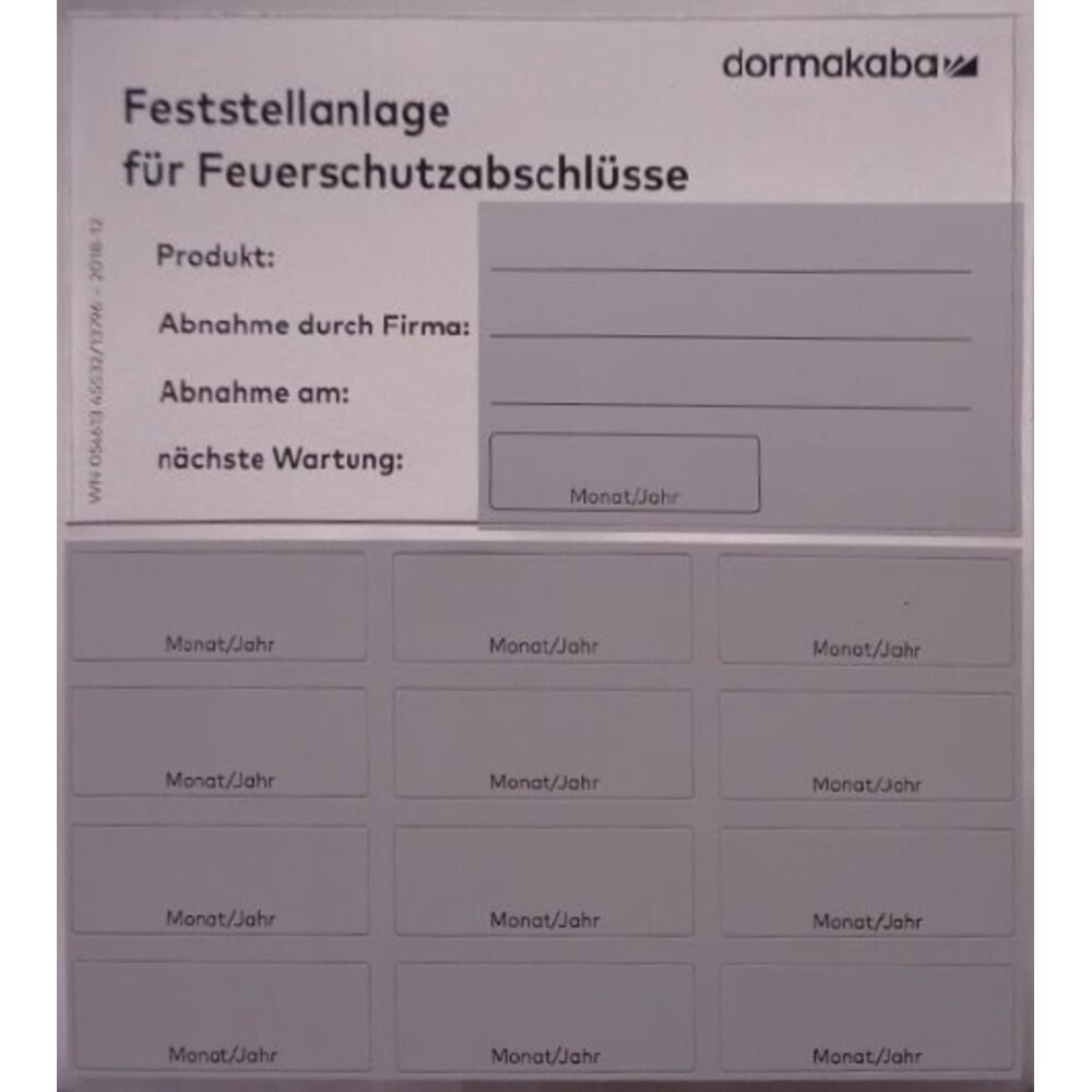 Produktabbildung Nr. 4: DORMAKABA Zulassungsetikett, zu Feststellanlagen