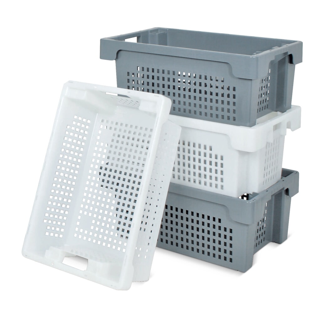 Eurobox, Wände + Boden durchbrochen, 32 Liter, weiß Produktabbildung Nr. 6: Eurobox, Wände + Boden durchbrochen, 32 Liter, weiß