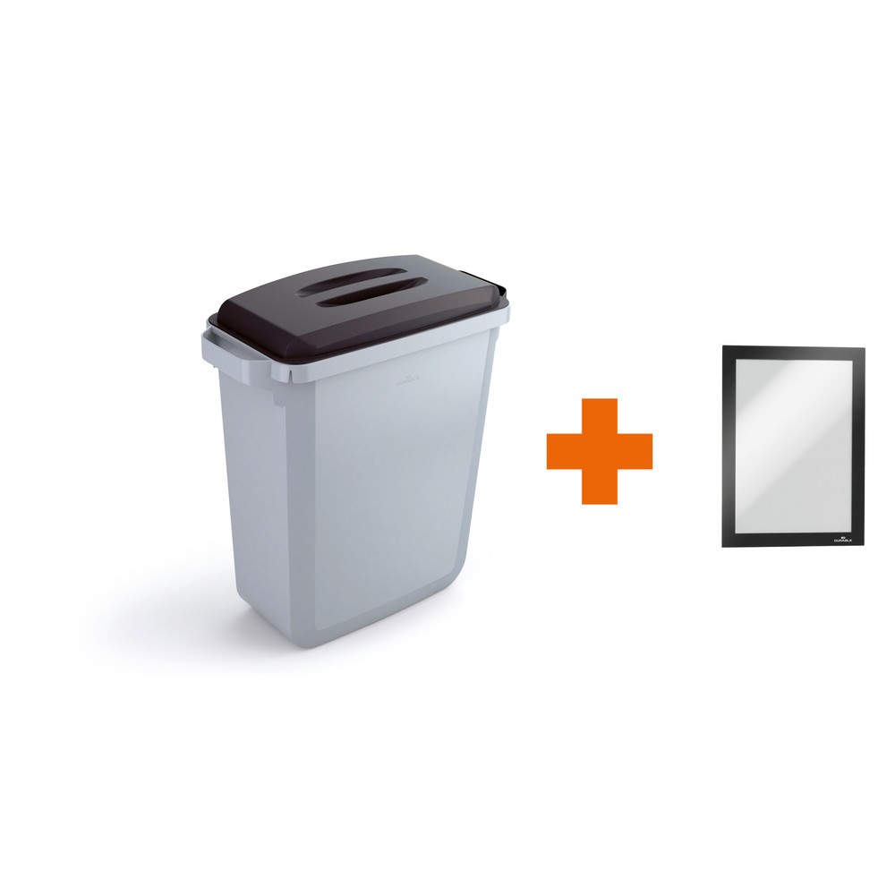 Produktabbildung Nr. 1: DURABLE Abfallbehälter DURABIN® 60L mit Deckel + Info-Rahmen DURAFRAME®, schwarz