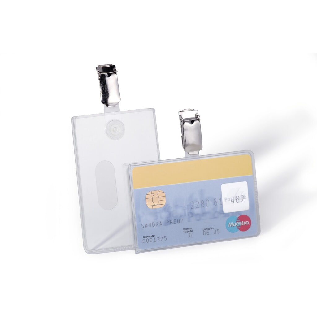 Produktabbildung: DURABLE AUSWEISHÜLLE MIT CLIP FÜR 1 BETRIEBS-/SICHERHEITSAUSWEIS, QUERFORMAT 50 Stück