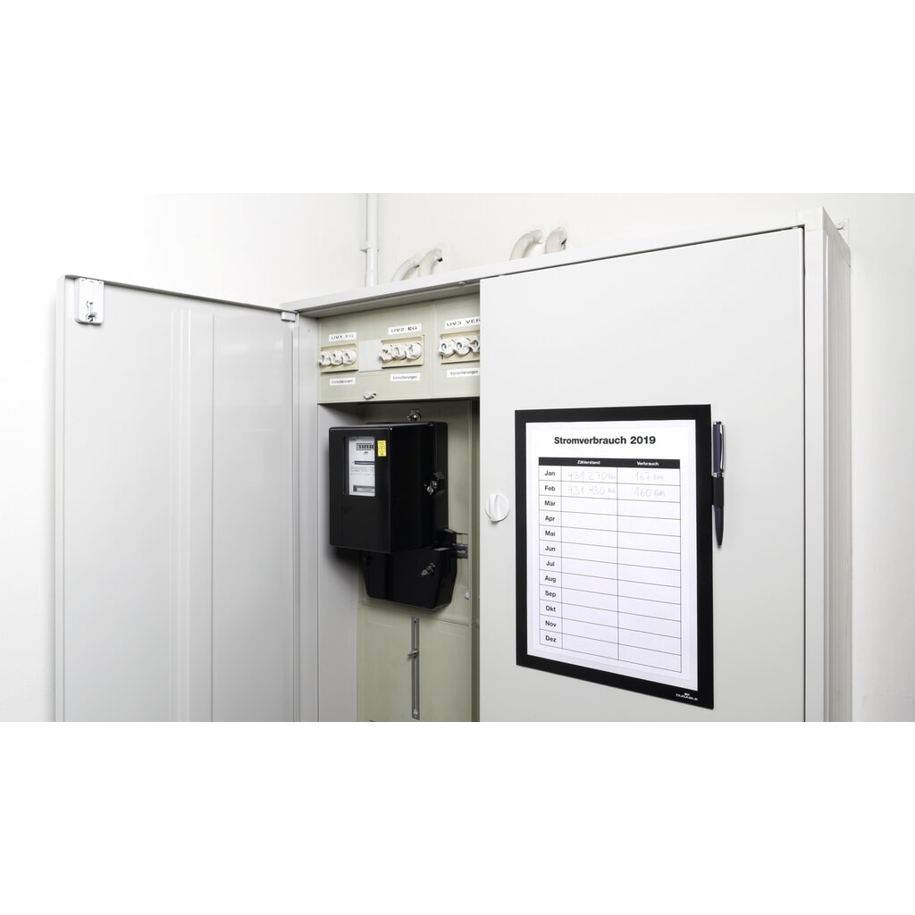 DURABLE Info-Rahmen DURAFRAME® MAGNETIC NOTE A4, offener Magnetrahmen für metallische Oberflächen, mit Stifthalter, schwarz Produktabbildung: DURABLE Info-Rahmen DURAFRAME® MAGNETIC NOTE A4, offener Magnetrahmen für metallische Oberflächen, mit Stifthalter, schwarz