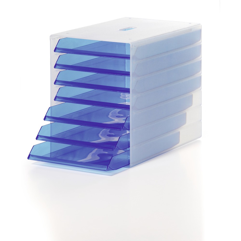 DURABLE Schubladenbox IDEALBOX, grau | Schubladenbox für die Aufbewahrung von schriftlichen Unterlagen bis Format C4. Mit sieben offenen Schubladen. Zur Nutzung auf dem Schreibtisch und zur Untertisch- oder Wandmontage. Maße: 250 x 322 x 365 mm (B x H x T)DURABLE IDEALBOX 4er SET DURABLE IDEALBOX 4er SET