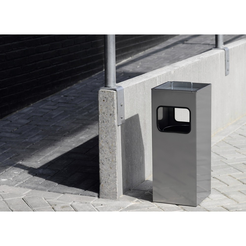 Produktabbildung Nr. 2: DURABLE Papierkorb Metall mit Ascher eckig, metallic silber