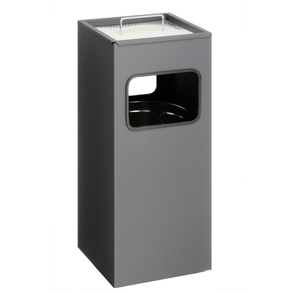 DURABLE Papierkorb Metall mit Ascher eckig, anthrazit Produktabbildung Nr. 1: DURABLE Papierkorb Metall mit Ascher eckig, anthrazit