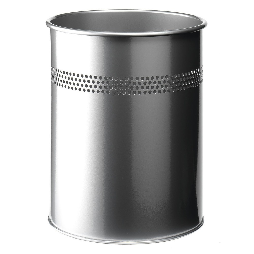 Produktabbildung: DURABLE Papierkorb Metall rund 15/P 30 mm 5er SET, metallic silber