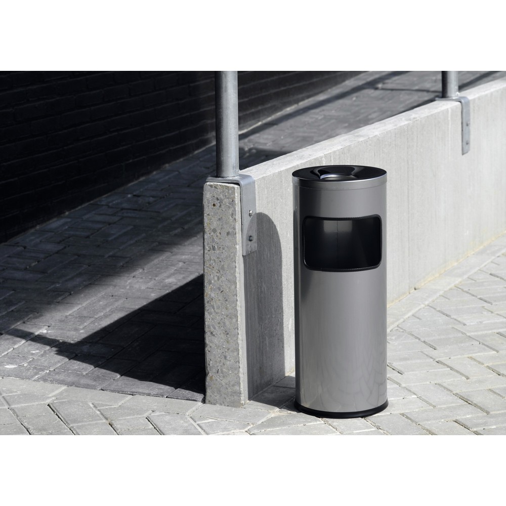 Produktabbildung: DURABLE Papierkorb Safe mit Ascher rund, metallic silber
