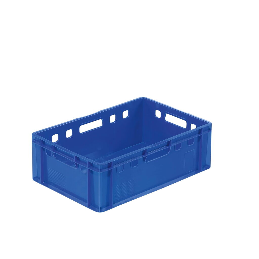 Produktabbildung: Alpha Eurobox aus PE, E2 Fleischkiste mit geschlossenen Wänden, HxBxT 220 x 400 x 600 mm, blau