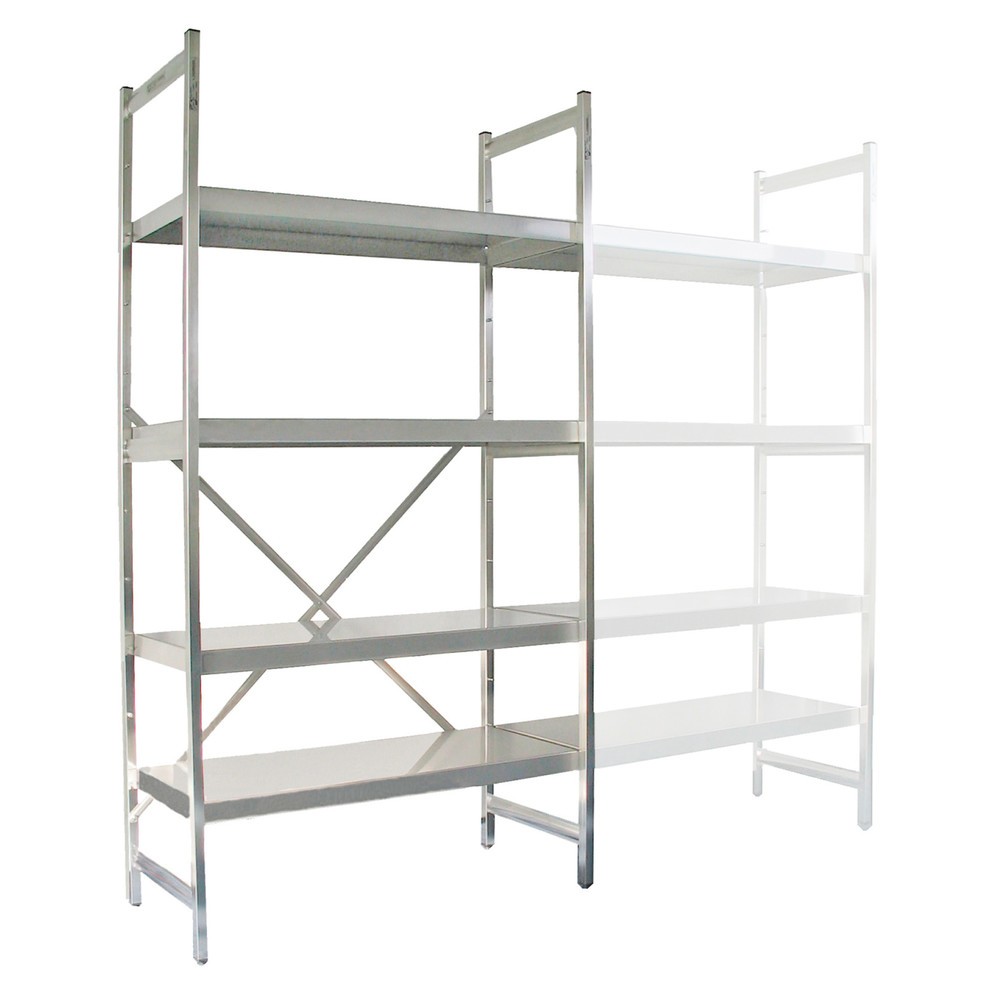 Produktabbildung: Edelstahl-Regal mit geschlossenen Fachböden, GF, FL 600 kg, HxBxT 1.800 x 800 x 300 mm