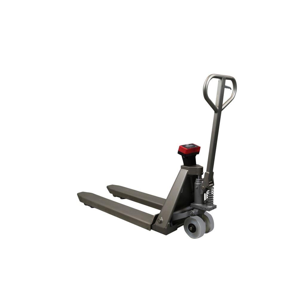 Ravas Edelstahl-Hubwagen mit Waage INOX, Tragfähigkeit 2.000 kg, GL 1.150 mm, Polyamid, Tandemrollen Produktabbildung: Ravas Edelstahl-Hubwagen mit Waage INOX, Tragfähigkeit 2.000 kg, GL 1.150 mm, Polyamid, Tandemrollen