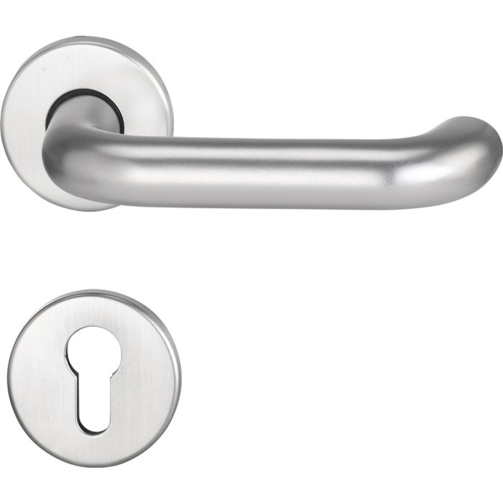 EDI Feuerschutzgarnitur Riva FS 103/103 AP, für Türstärke 38-58 mm PZ rund, Edelstahl F00 D/D, DIN links / rechts Produktabbildung: EDI Feuerschutzgarnitur Riva FS 103/103 AP, für Türstärke 38-58 mm PZ rund, Edelstahl F00 D/D, DIN links / rechts