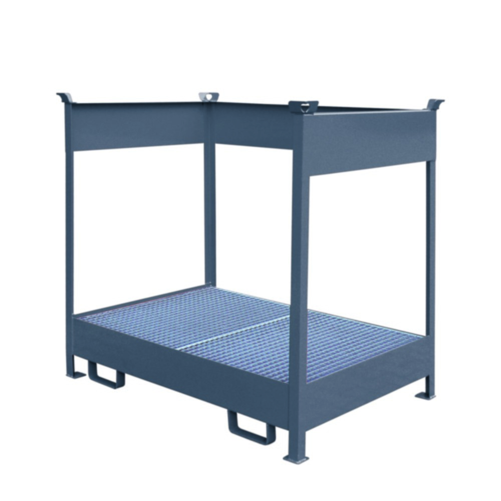 Produktabbildung Nr. 1: Eichinger® Fass-Stapelpalette mit Auffangwanne, 2 x Fässer anthrazitgrau