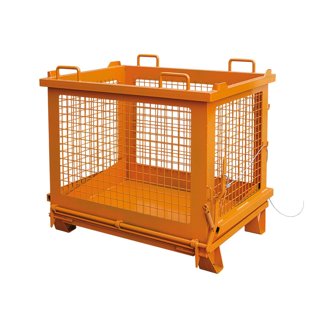 Eichinger® Gitter-Kippbehälter mit entriegelbarer Bodenklappe, 500 kg, 1000 Liter, reinorange Produktabbildung: Eichinger® Gitter-Kippbehälter mit entriegelbarer Bodenklappe, 500 kg, 1000 Liter, reinorange