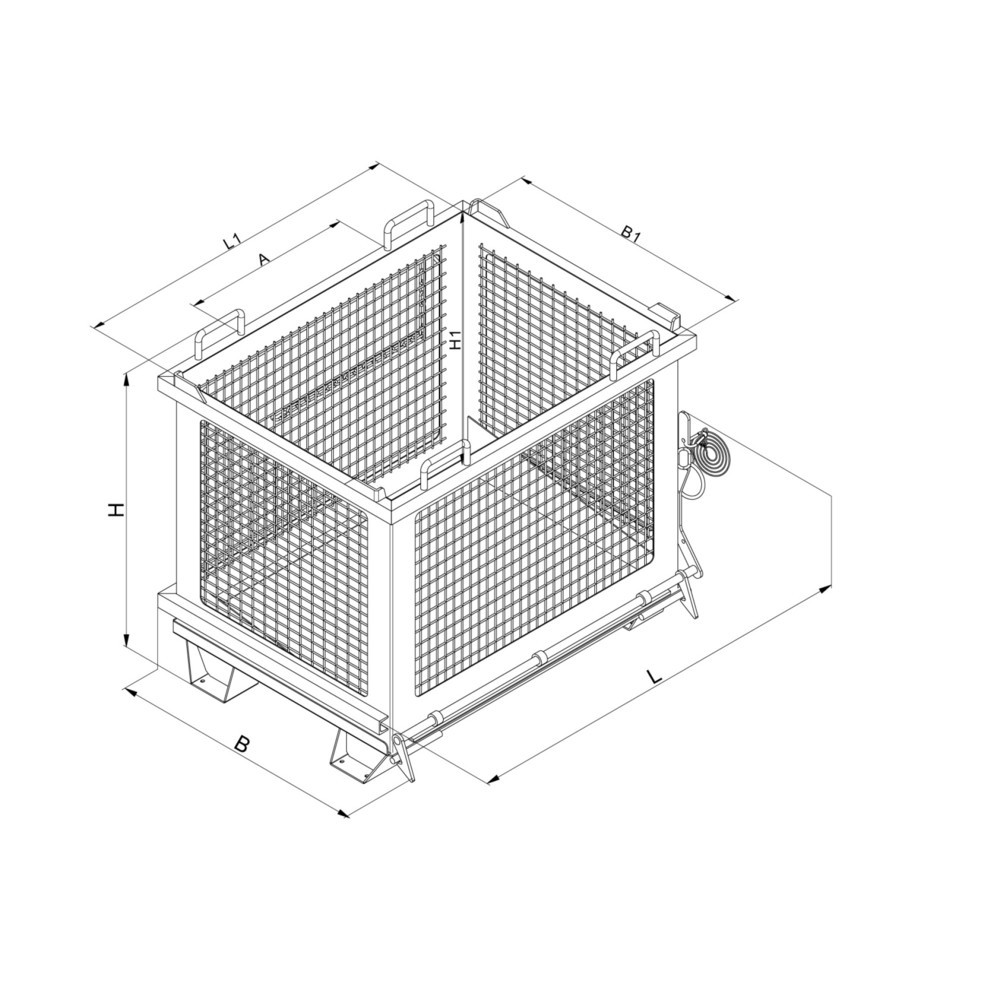 Produktabbildung Nr. 3: Eichinger® Gitterbehälter mit entriegelbarer Bodenklappe, 500 kg, 1000 Liter, reinorange