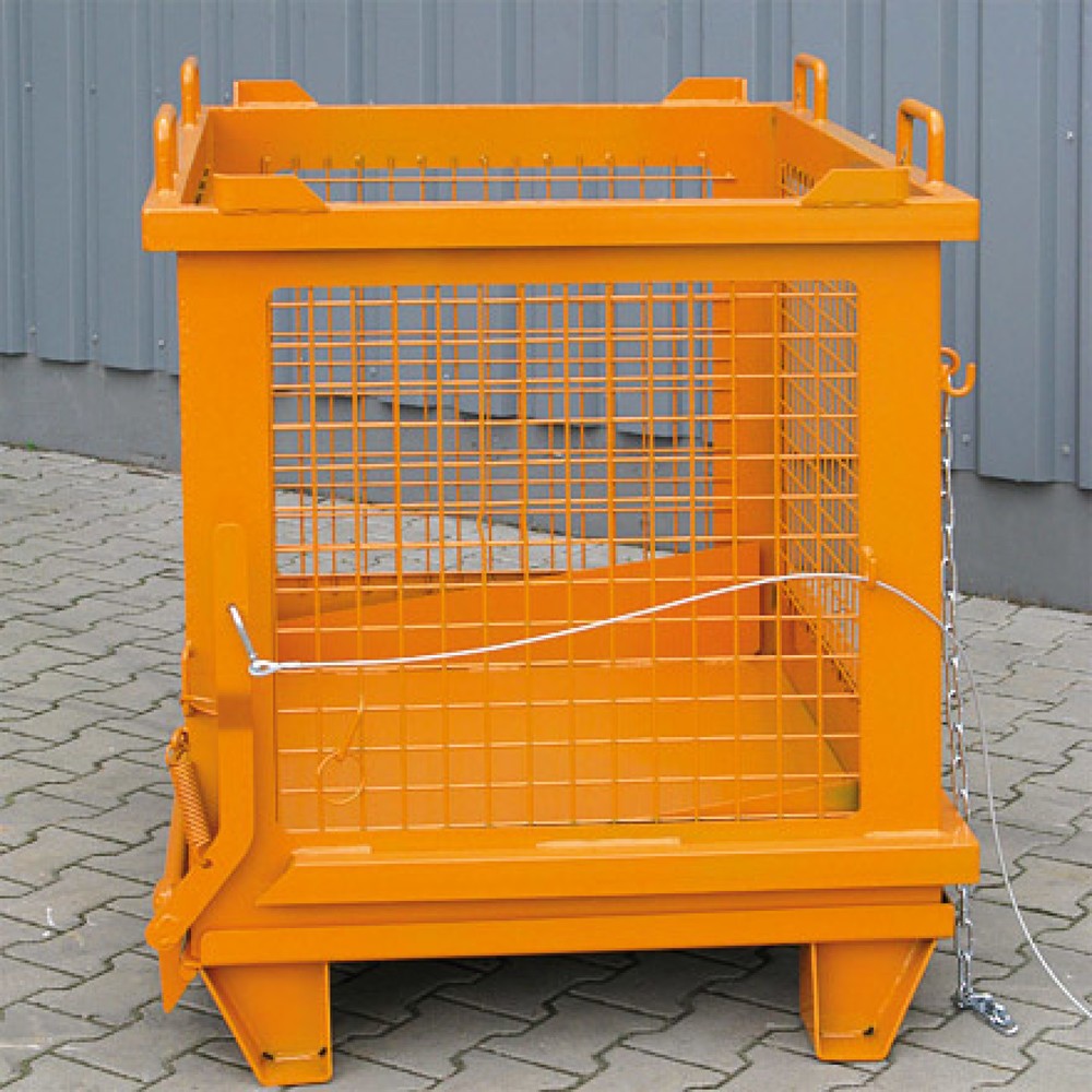 Produktabbildung Nr. 5: Eichinger® Gitterbehälter mit entriegelbarer Bodenklappe, 500 kg, 1000 Liter, reinorange