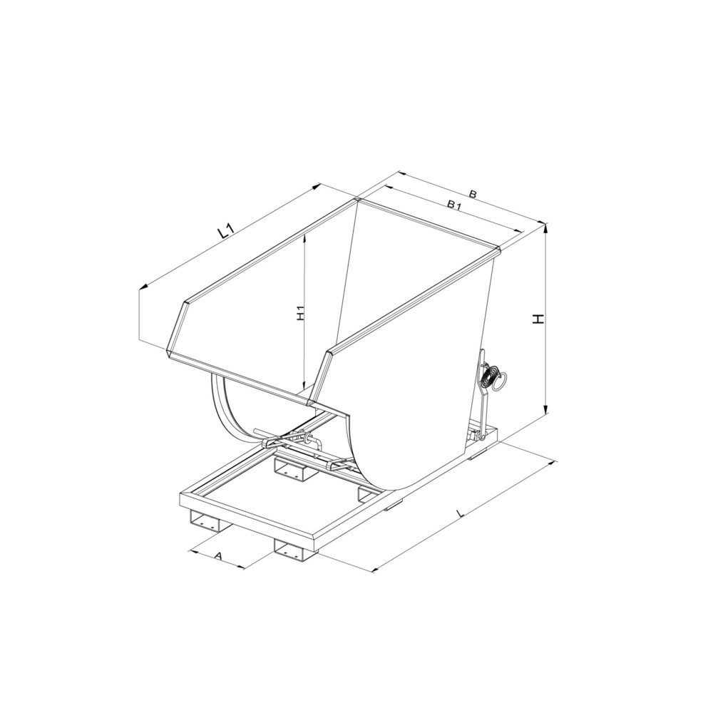 Produktabbildung Nr. 2: Deckel für Eichinger® Kippbehälter in hoher Bauhöhe, Volumen 0,5 m³