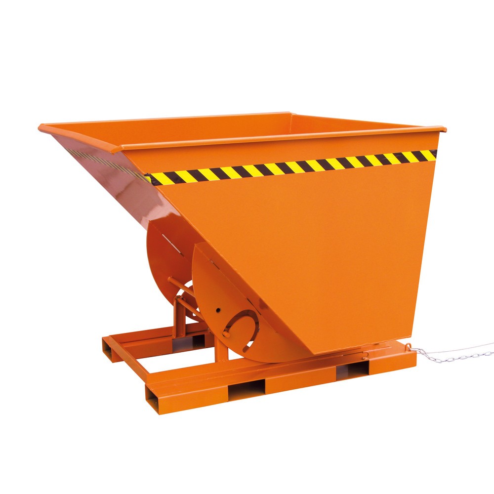 Produktabbildung Nr. 1: Eichinger® Kippbehälter in hoher Bauhöhe, quer zur und in Fahrtrichtung kippbar, 1000 kg, 750 Liter, reinorange