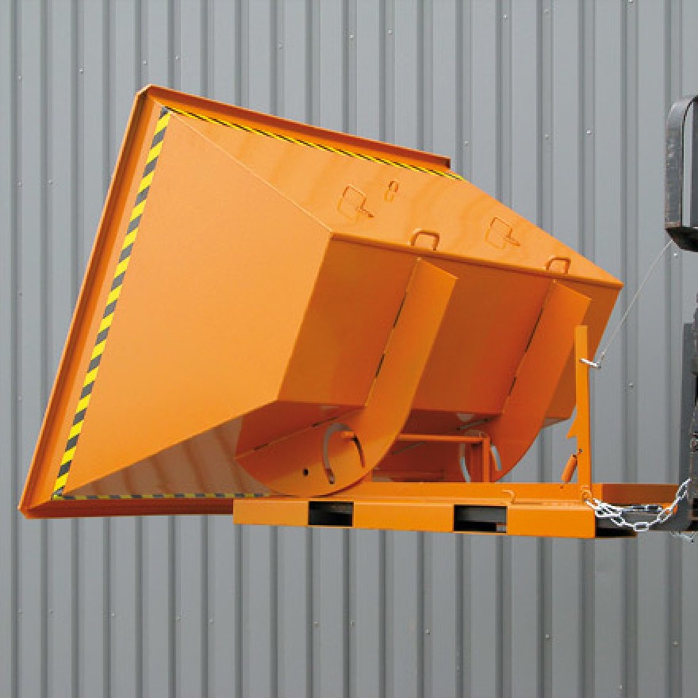 Produktabbildung Nr. 2: Eichinger® Kippbehälter in hoher Bauhöhe, quer zur und in Fahrtrichtung kippbar, 1000 kg, 750 Liter, reinorange