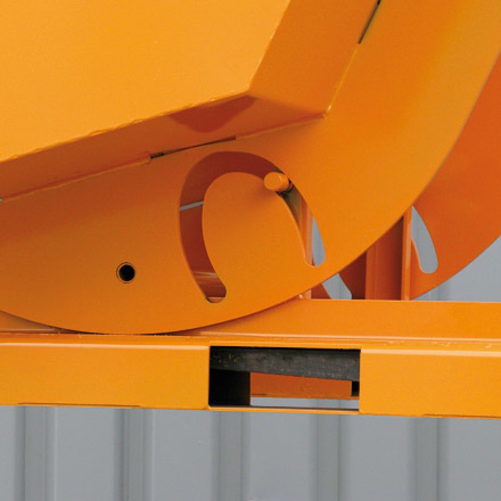 Produktabbildung Nr. 5: Eichinger® Kippbehälter in hoher Bauhöhe, quer zur und in Fahrtrichtung kippbar, 1000 kg, 750 Liter, reinorange