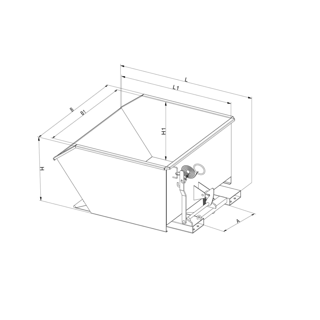 Produktabbildung Nr. 6: Eichinger® Kippbehälter mit Abrollautomatik, niedrige Bauhöhe, Volumen 0,3 m³, enzianblau