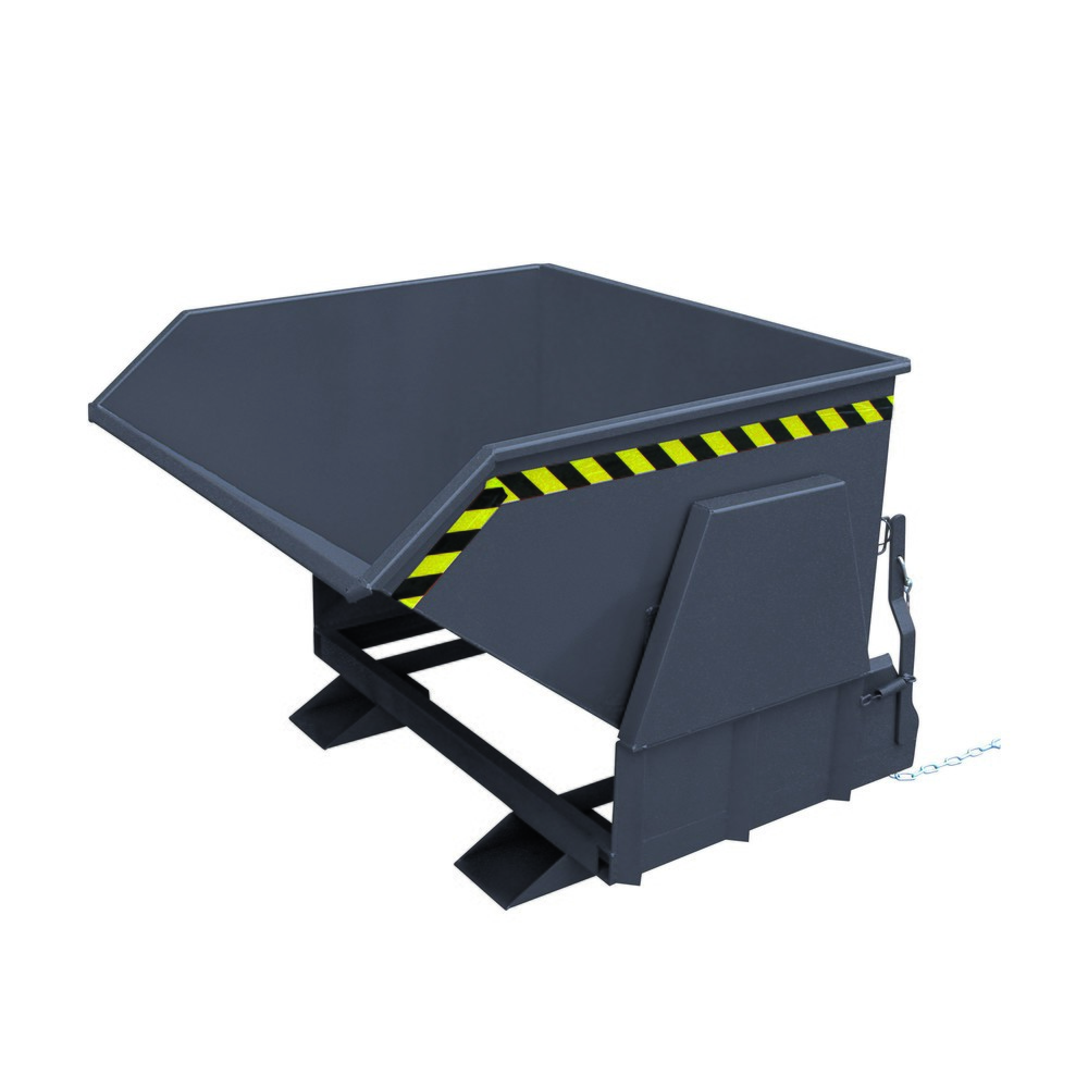 Produktabbildung: Eichinger® Kippbehälter mit geschützten Abrollkufen, 1500 kg, 800 Liter, anthrazitgrau