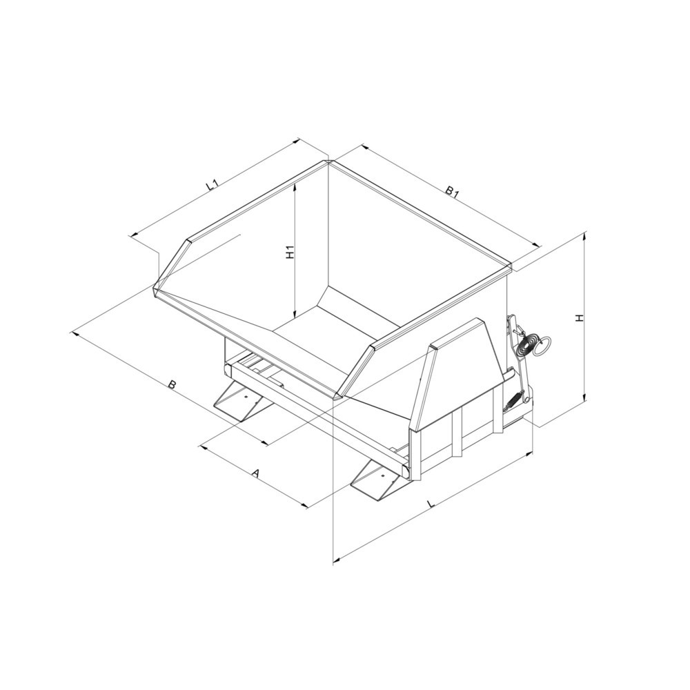 Produktabbildung Nr. 3: Eichinger® Kippbehälter mit geschützten Abrollkufen, 1000 kg, 400 Liter, reinorange