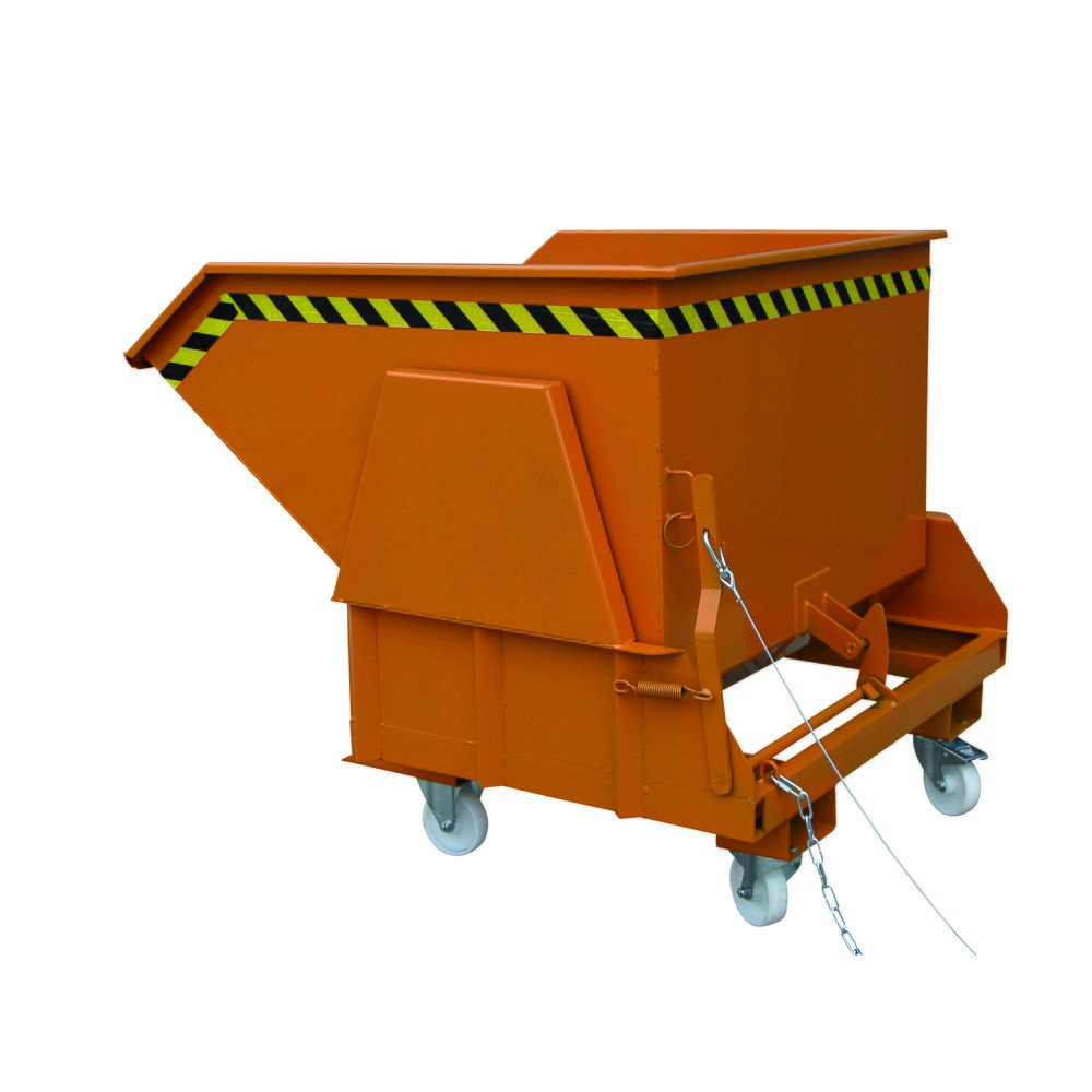 Produktabbildung Nr. 4: Eichinger® Kippbehälter mit geschützten Abrollkufen, 1000 kg, 400 Liter, reinorange