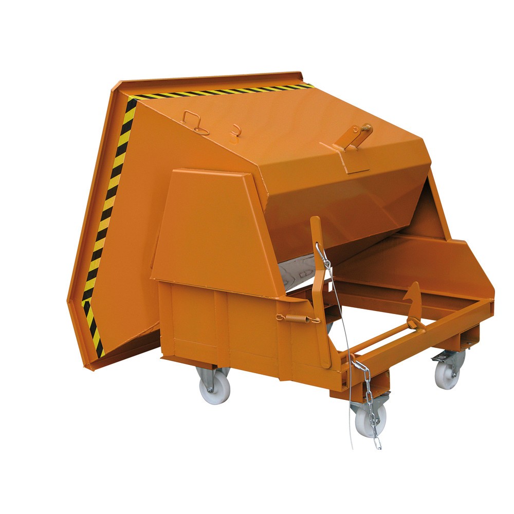 Produktabbildung Nr. 5: Eichinger® Kippbehälter mit geschützten Abrollkufen, 1000 kg, 400 Liter, reinorange