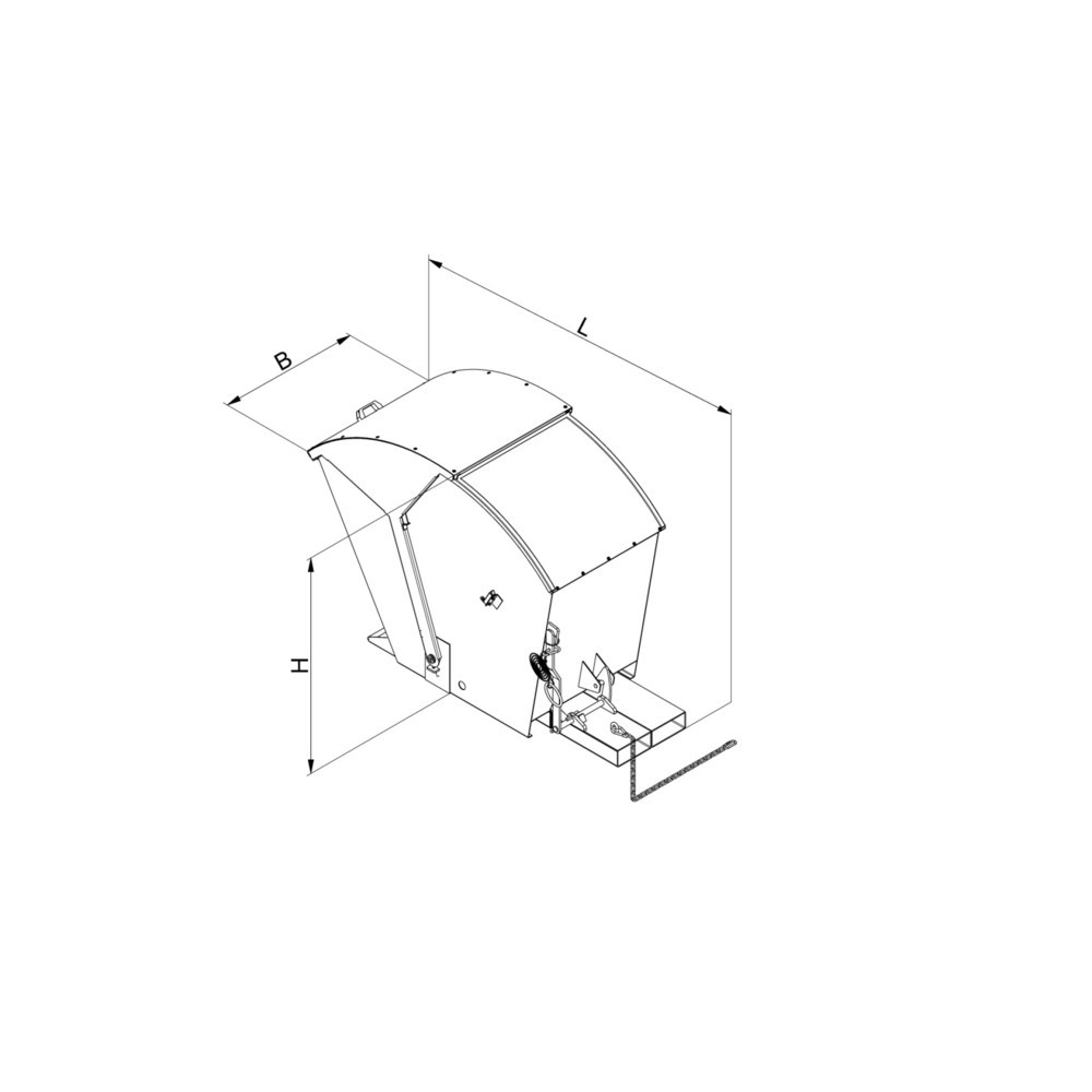 Produktabbildung Nr. 3: Eichinger® Kippbehälter mit Runddeckel, 1000 kg, 1000 Liter, anthrazitgrau