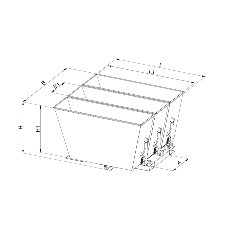 Produktabbildung Nr. 2: Eichinger® Kippbehälter  Sortiersystem 2in1 oder "3in1", 2x900 Liter, reinorange