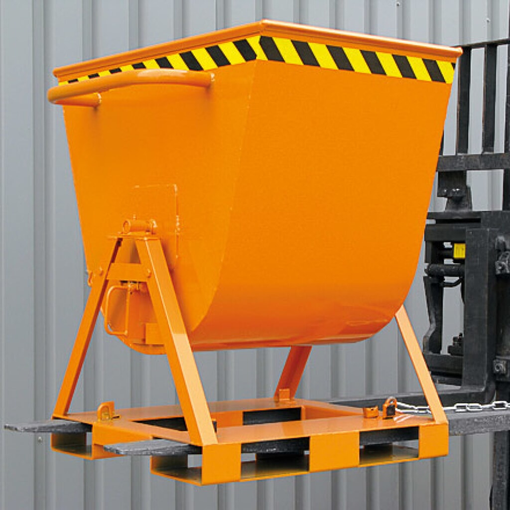 Produktabbildung Nr. 3: Eichinger® Kippmulde 2-seitig kippbar, von 4 Seiten anfahrbar, 500 kg, 300 Liter reinorange