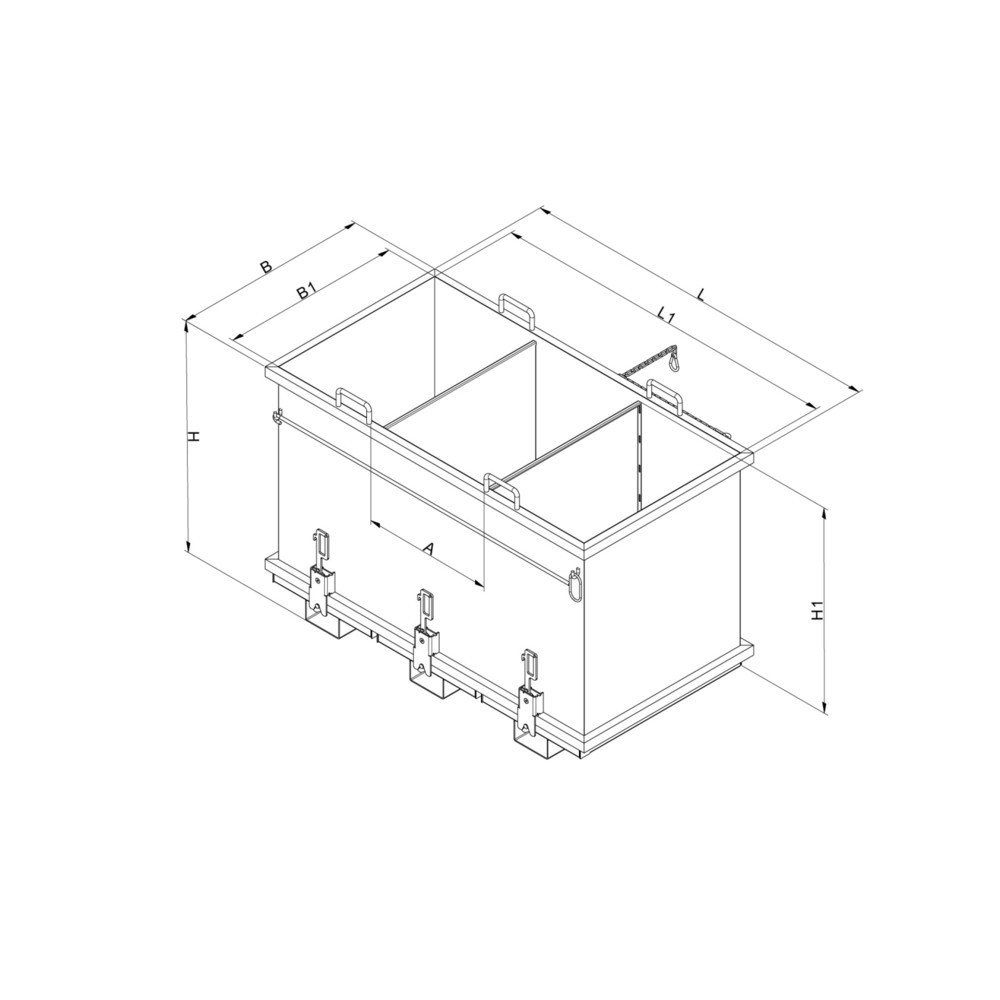 Produktabbildung Nr. 3: Eichinger® Klappbodenbehälter Sortiersystem, 3x600 LIter enzianblau