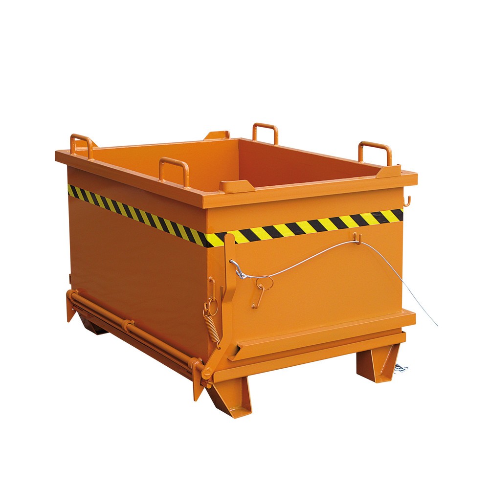 Produktabbildung: Eichinger® Schuttbehälter mit Klappboden, 1000 kg, 500 Liter reinorange