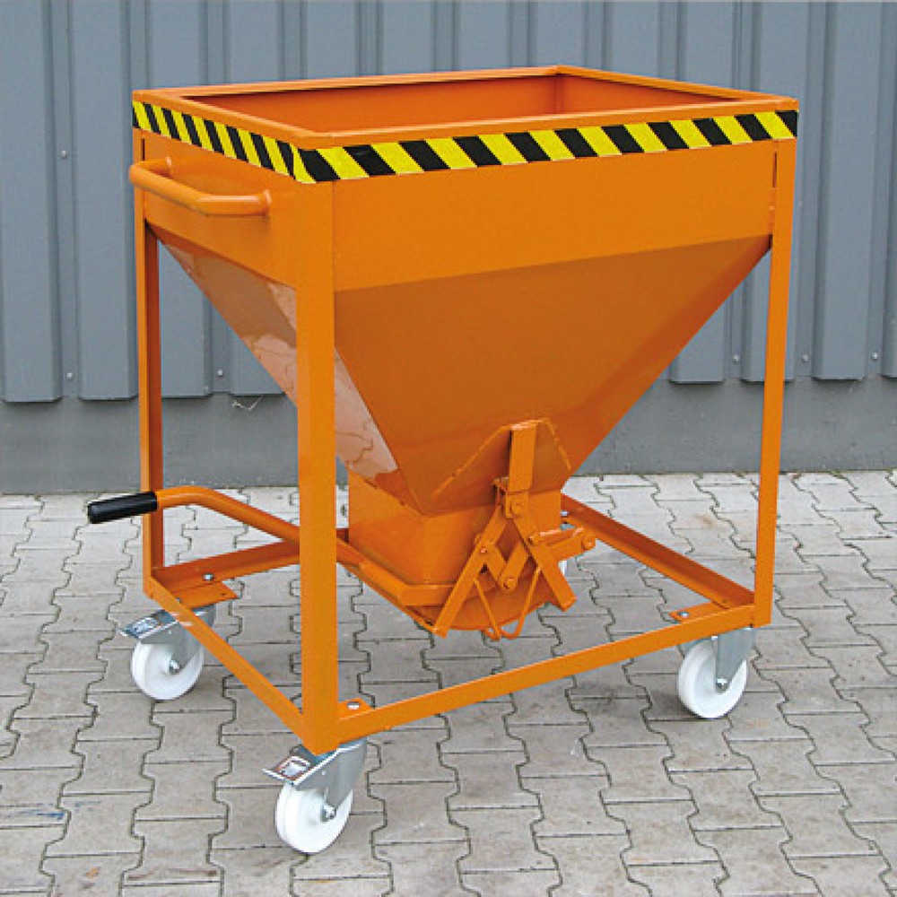 Produktabbildung Nr. 2: Eichinger® Silobehälter auf Rollen, mittigem, per Hebel bedienbarem Auslauf, 600 Liter reinorange