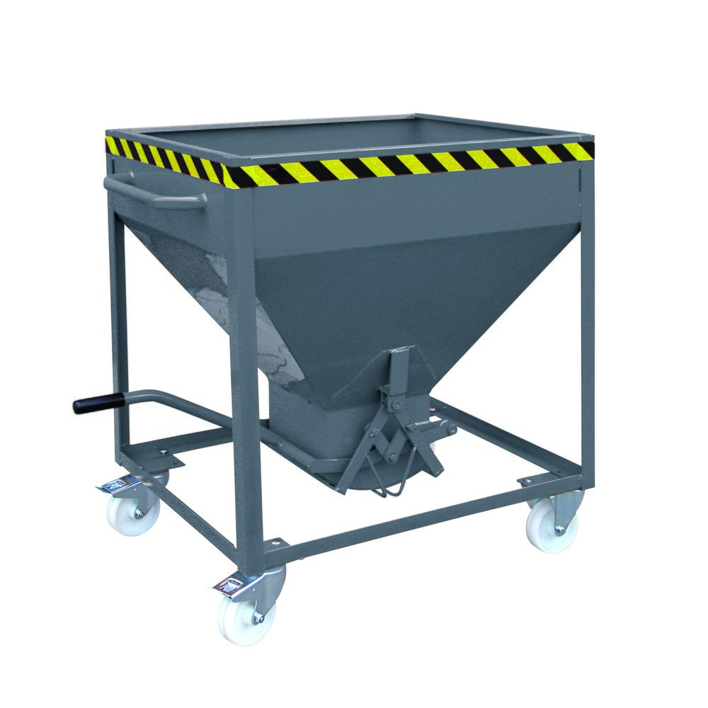 Produktabbildung: Eichinger® Silobehälter auf Rollen, mittigem, per Hebel bedienbarem Auslauf, 600 Liter anthrazitgrau