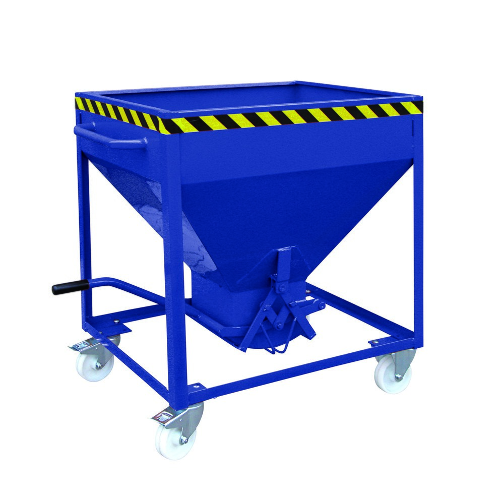 Produktabbildung: Eichinger® Silobehälter auf Rollen, mittigem, per Hebel bedienbarem Auslauf, 300 Liter, enzianblau