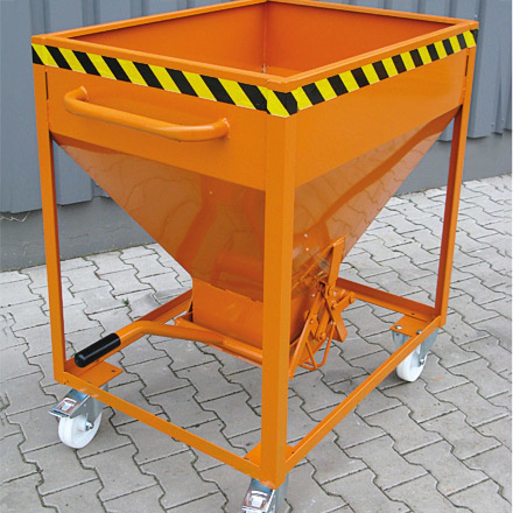 Produktabbildung Nr. 4: Eichinger® Silobehälter auf Rollen, mittigem, per Hebel bedienbarem Auslauf, 600 Liter reinorange