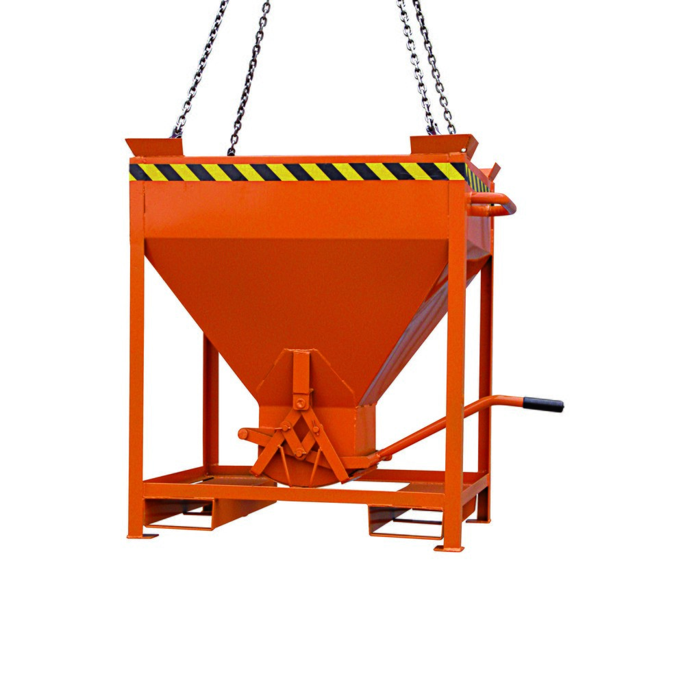 Produktabbildung Nr. 1: Eichinger® Silobehälter Einfahrtaschen und Kranösen, mittigem, per Hebel bedienbarem Auslauf, 300 LIter reinorange