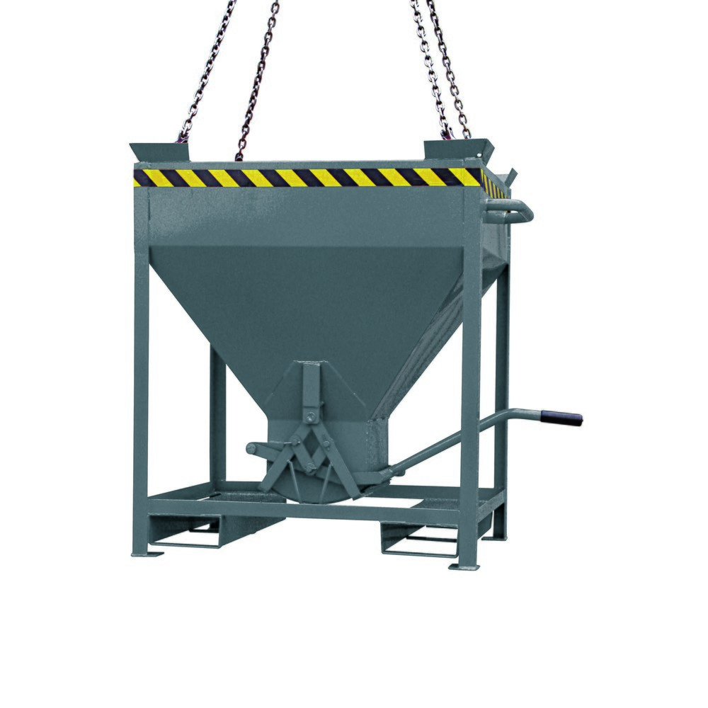 Produktabbildung: Eichinger® Silobehälter Einfahrtaschen und Kranösen, mittigem, per Hebel bedienbarem Auslauf, 300 LIter anthrazitgrau