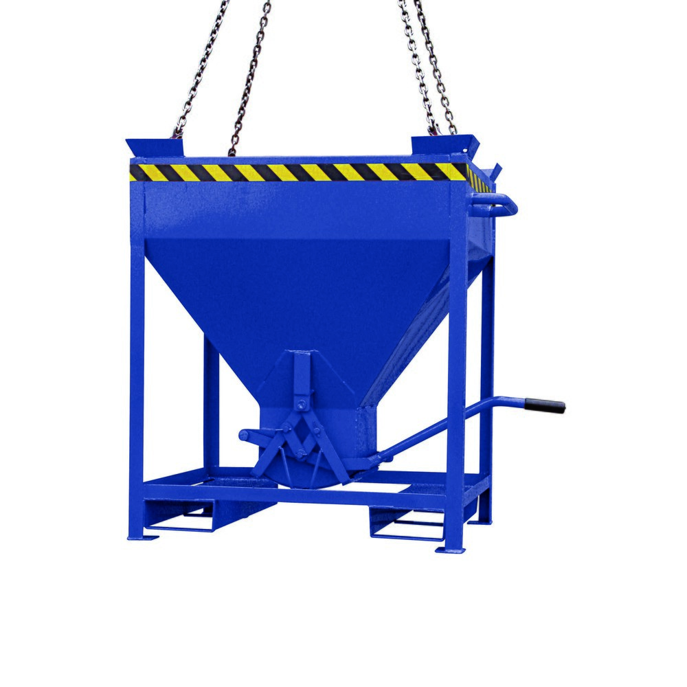 Produktabbildung Nr. 1: Eichinger® Silobehälter Einfahrtaschen und Kranösen, mittigem, per Hebel bedienbarem Auslauf, 300 LIter enzianblau