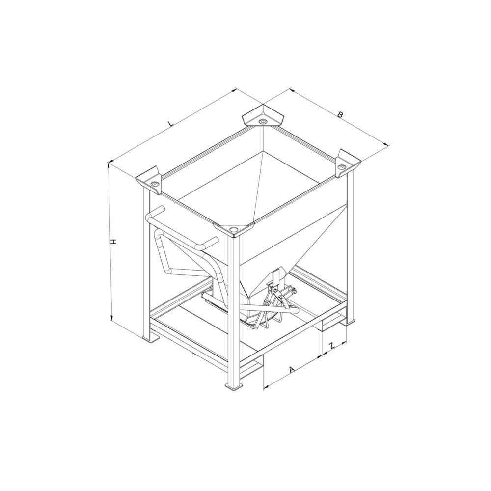 Produktabbildung Nr. 4: Eichinger® Silobehälter Einfahrtaschen und Kranösen, mittigem, per Hebel bedienbarem Auslauf, 300 LIter anthrazitgrau