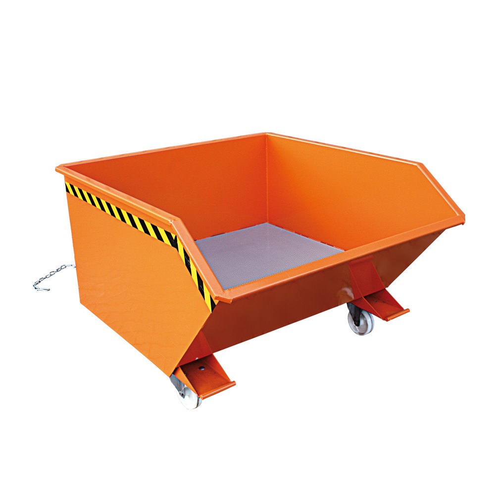 Produktabbildung: Eichinger® Spänebehälter mit Lochblech-Boden und Ablasshahn, 1000 kg, 500 Liter, reinorange