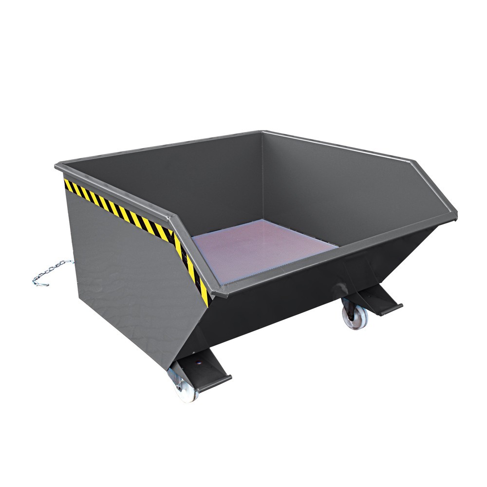 Produktabbildung: Eichinger® Spänebehälter mit Lochblech-Boden und Ablasshahn, 1000 kg, 300 Liter, anthrazitgrau