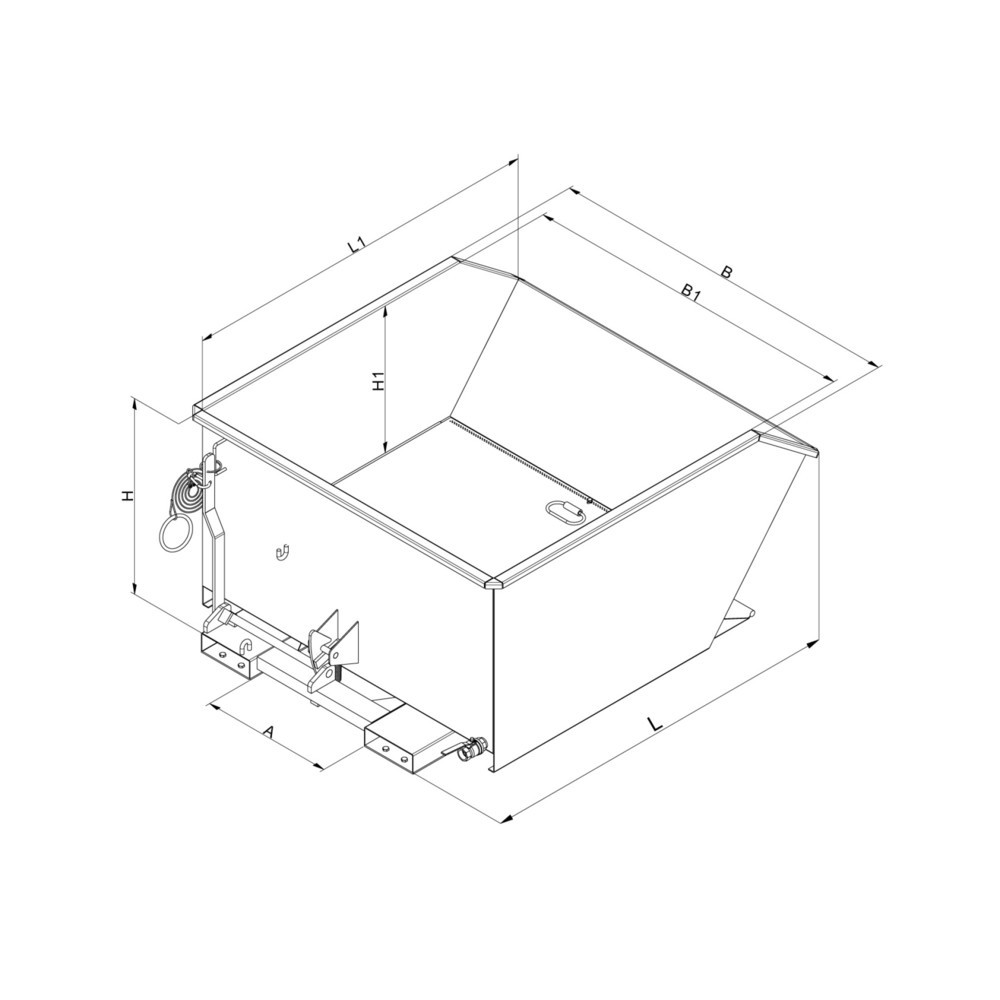 Produktabbildung Nr. 3: Eichinger® Spänebehälter mit Lochblech-Boden und Ablasshahn, 1000 kg, 300 Liter, anthrazitgrau