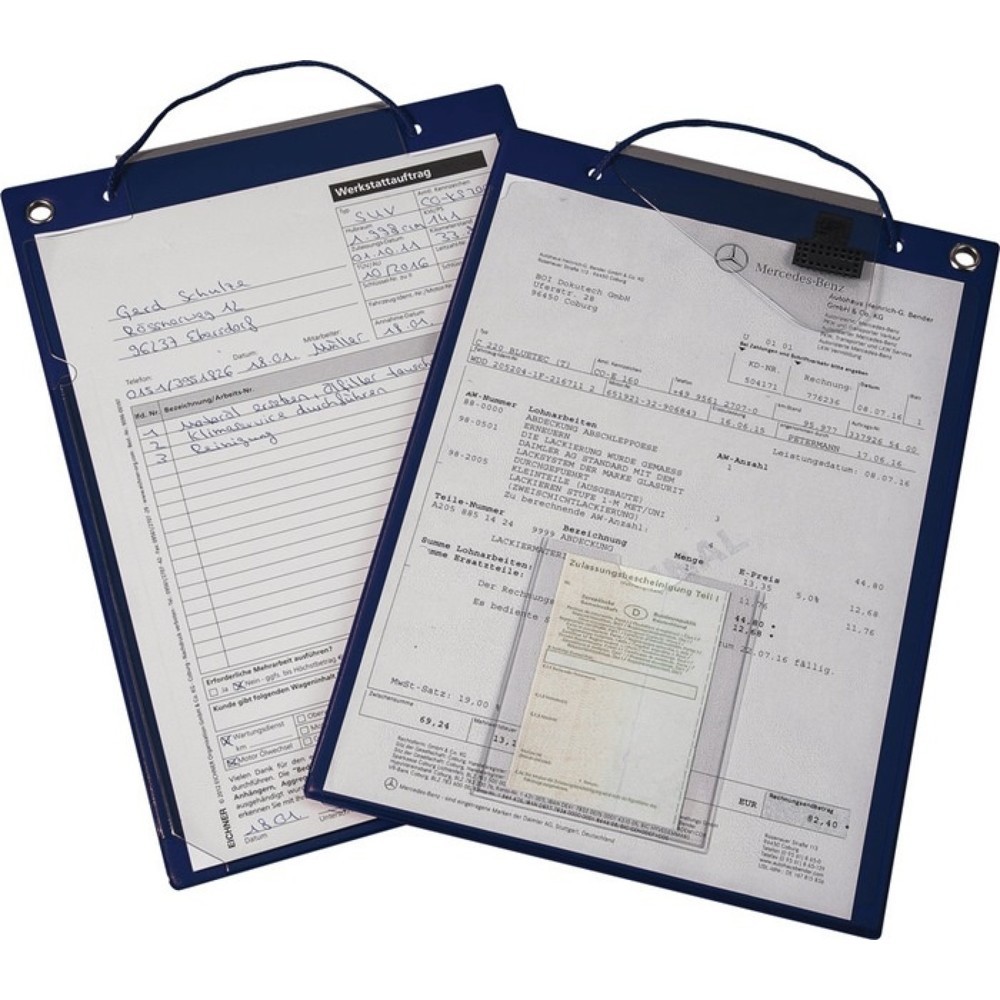 Produktabbildung: EICHNER Auftragstasche, DIN A4, mit Klettverschluss u.2 Fächer, VE = 10 Stück, blau